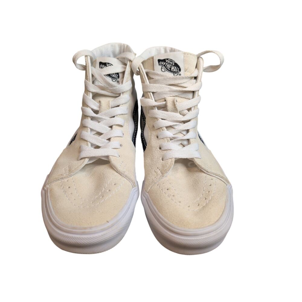 Vans Sk8-Hi Suede Canvas Cream White Black Men 4.5 Women 6 High Top Sneakers